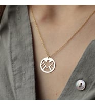 Kişiye Özel Marvel Shield Logo Kolye 925K Gümüş (Gold)