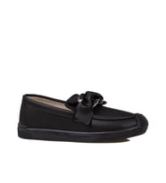 Trend Adımlar Siyah Fiyonk Detaylı Kadın Loafer Ayakkabı
