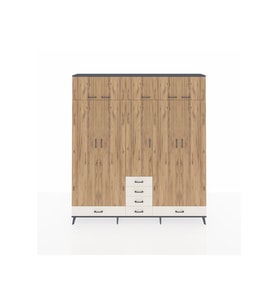 Arges Dolap 6 Raflı 6 Çekmeceli 4 Askılı 220x30x243 Antrasit-Çam/Aytaşı
