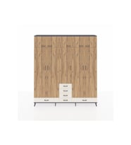 Arges Dolap 6 Raflı 6 Çekmeceli 4 Askılı 220x30x243 Antrasit-Çam/Aytaşı
