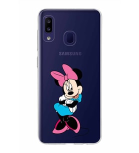 Samsung Galaxy M10s Kapak Minnie Mouse Tasarımlı Şeffaf Silikon Kılıf