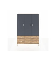 Arges Dolap 5 Raflı 5 Çekmeceli Tek Askılı 132x30x195 Aytaşı-Antrasit/Çam