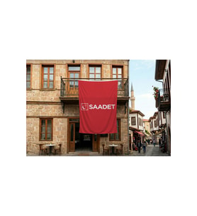 Kırmızı Saadet Partisi Bayrağı 140gr Premium Raşel Kumaş 300x450cm