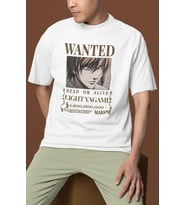 Wanted Dead Or Alive Yagami Light Baskılı Unisex Oversize Death Note Anime Karakter Tişört