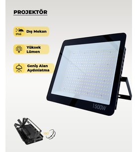 1500W Led Projektör 6500K Beyaz Işık