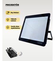 1500W Led Projektör 6500K Beyaz Işık (Siyah)