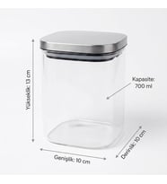 700ml Sızdırmaz Vakumlu Metal Kapaklı Borosilikat Cam Kavanoz – Hava Geçirmez & Dayanıklı Gıda Saklama Kabı (10cm x 13cm)