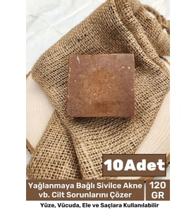 %100 Doğal Güzel Kokulu El Yüz Saç Vücut Cilt Orijinal Bitkisel Kükürt Katran Sabunu 120G - 10 Adet