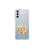 Samsung Galaxy S21 Plus ile Uyumlu Splash Köpek Tasarımlı Şeffaf Silikon Kılıf