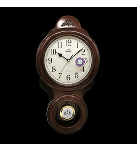 Eastar A3040 Sarkaçlı ve Sessiz Duvar Saati (60 cm) (Koyu Kahverengi)