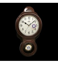 Eastar A3040 Sarkaçlı ve Sessiz Duvar Saati (60 cm) (Koyu Kahverengi)
