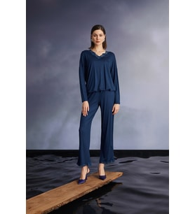 Gleymor Erkek Dantelli ve Bağcık Detaylı Pijama Takımı