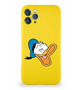 Apple iPhone 11 Pro Soft Premier Kapak Donald Duck-E Tasarımlı Silikon Kılıf - Sarı (Şeffaf)