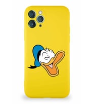 Apple iPhone 11 Pro Soft Premier Kapak Donald Duck-E Tasarımlı Silikon Kılıf - Sarı (Şeffaf)