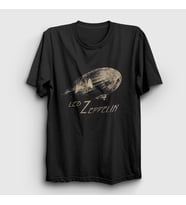 Presmono Unisex Siyah Airship Led Zeppelin T-Shirt 95380tt