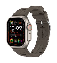Apple Watch Ultra 49mm Uyumlu Kordon Silikon Yumuşak Esnek Metal Klipsli KRD-92 Kayış (Haki)