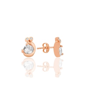 Gümüş rose zirkon taşlı doğanın ışıltısı salyangoz küpe SGTL12625ROSE