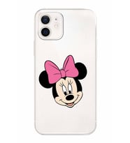 Apple iPhone 12 Uyumlu Kamera Korumalı Tıpalı Kapak Minnie Mouse TasarımlıŞeffaf Kılıf