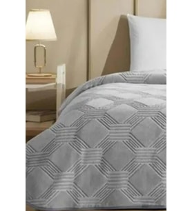 Özdilek Trendy Art Deco Gri Battaniye Tek Kişilik