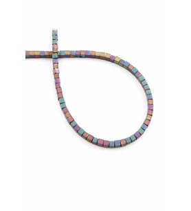 Hematit Doğal Taş Mat Gökkuşağı Küp Kesim 2x2mm Dizi [AA]
