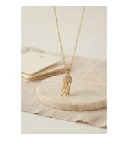Mey İthalat® 316L Çelik Zincir Gold Renk Zirkon Taşlı Jellyfish Model Kolye