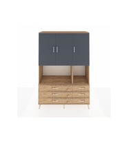 Hyperion Dolap 6 Raflı 6 Çekmeceli 3 Kapaklı 132x44x195 Çam-Antrasit/Çam