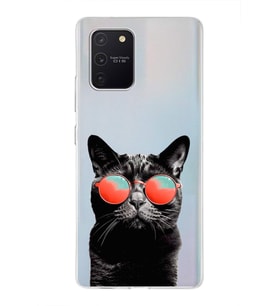 PrintiFy Samsung Galaxy A91 ile Uyumlu 1mm Slim Fit Kedi 3 050d Baskılı Şeffaf  Kılıf