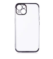 Apple iPhone 13 Kılıf İnce Köşeleri Renkli Şeffaf Silikon (Siyah)