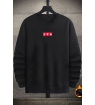 Unisex Chinesebox Bisiklet Yaka Sweatshirt (Siyah)