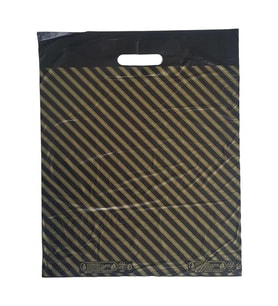 Takviyeli İnce Çizgi Desenli Siyah El Geçmeli Çanta Poşet Torba - 6 No - 60x70 Cm. - 500 Adet