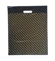 Takviyeli İnce Çizgi Desenli Siyah El Geçmeli Çanta Poşet Torba - 6 No - 60x70 Cm. - 500 Adet