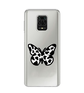 Xiaomi Redmi Note 9S - Redmi Note 9 PRO Uyumlu Siyah Beyaz Kelebek Tasarımlı Şeffaf Telefon Kılıfı