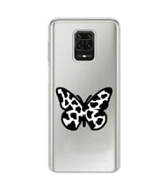 Xiaomi Redmi Note 9S - Redmi Note 9 PRO Uyumlu Siyah Beyaz Kelebek Tasarımlı Şeffaf Telefon Kılıfı