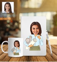 Kişiye Özel Mimar Tasarımlı Karikatür Defter Kalem Kupa Set 103