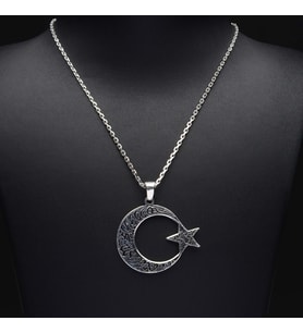 561 Ay Yıldız Gümüş Kolye