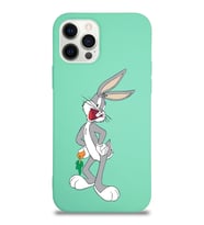 Apple iPhone 12 Pro  Lansman Kılıf Bugs Bunny Tasarımlı Altı Kapalı İçi Kadife Kaplı  Kapak (Şeffaf)