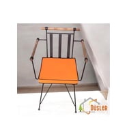 40x40 Turuncu Su ve Leke İtici Fermuarlı Bağcıklı Siyah Biyeli Sandalye Minderi 5 cm
