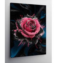 Kanvas Tablo Pembe Siyah Gül Art