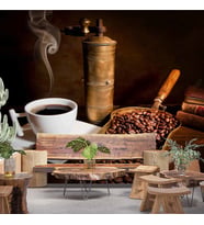 Kahve Öğütme Makinalı Cafe Duvar Kağıdı Baskı