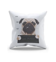 Moud's Çift Tarafı Baskılı Bad Puggy Köpek Desenli Süet Kırlent Kılıfı - PL773