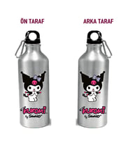 Metal Gumus Kancalı Baskılı Su Matarası 600ml. (413)
