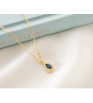 925 Ayar Gümüş Eylül Ayı Doğum Taşı ( Sapphire ) Damla Kolye