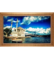Çerçeveli Paspartulu Manzara Tablo bm1961 (Gold)
