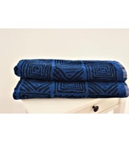 Ender Home 75x150 Mavi İplik Boya Jakarlı Etnik Desen Banyo Havlusu