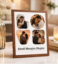 Kişiye Özel Masaüstü Love Tasarımlı 4 Fotoğraflı Kendi Mesajını Oluştur Ahşap Mdf Resimli Kolaj Çerçeve