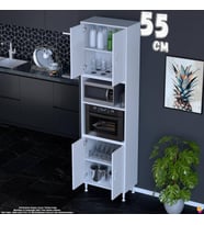 Eliusta Bade 55 cm Fırın Dolabı 4 Kapaklı Açık Raflı Çok Amaçlı Mutfak Kiler Dolabı Banyo Dolabı Boy Dolabı