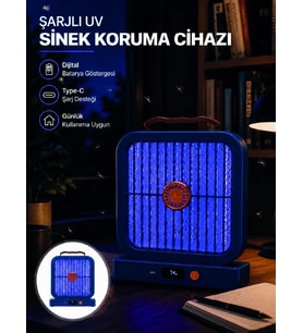 UV Işıklı Şarj Edilebilir Sinek Yok Edici Elektrikli Lamba Mavi