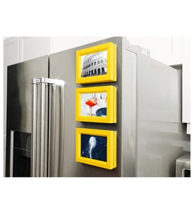 Alvera 3'lü Magnet Fotoğraf Çerçevesi Seti – Buzdolabı Için Mini Manyetik Resim Çerçevesi, Dekoratif Magnet - Sarı