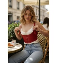 Mulvxbrf Brf02 Kırmızı Kadın Kemer Bağcıklı Korse Stil Geniş Bel - Brf1428 (Mulvix)