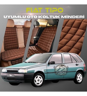 Fiat Tipo Kahverengi Renk Tay Tüyü Cepli & Terletmez Sırtlı Oto Koltuk Minder Seti - Koltuk Koruma Kılıfı (ÖN & ARKA TAM SET)